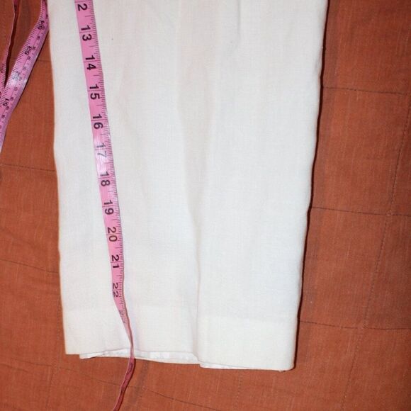 Sandro Vintage White Linen High Rise Straight Leg Trousers Pants Women's Size 12 - Picture 14 of 15